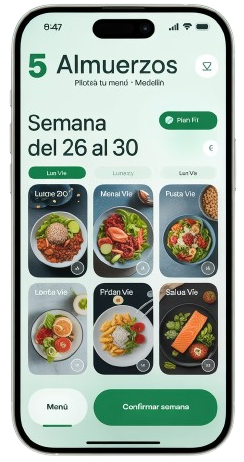 App 5 Almuerzos: menú semanal en el celular